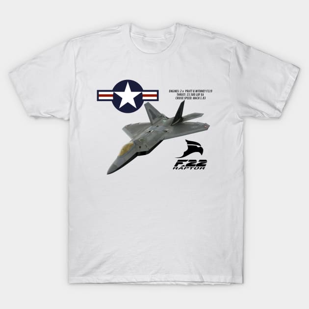 f22 fighter design T-Shirt by AERONAUTICA COL